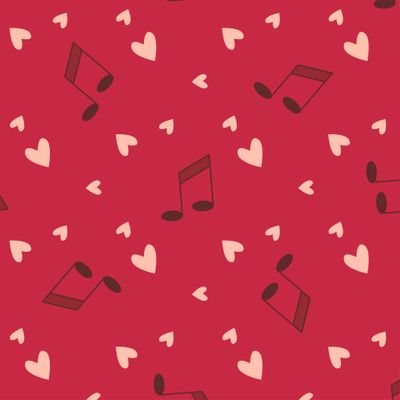 Принт с сердечками и нотами