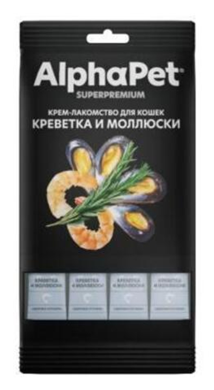 AlphaPet Superpremium 0,048кг крем-лакомство креветка моллюски для кошек