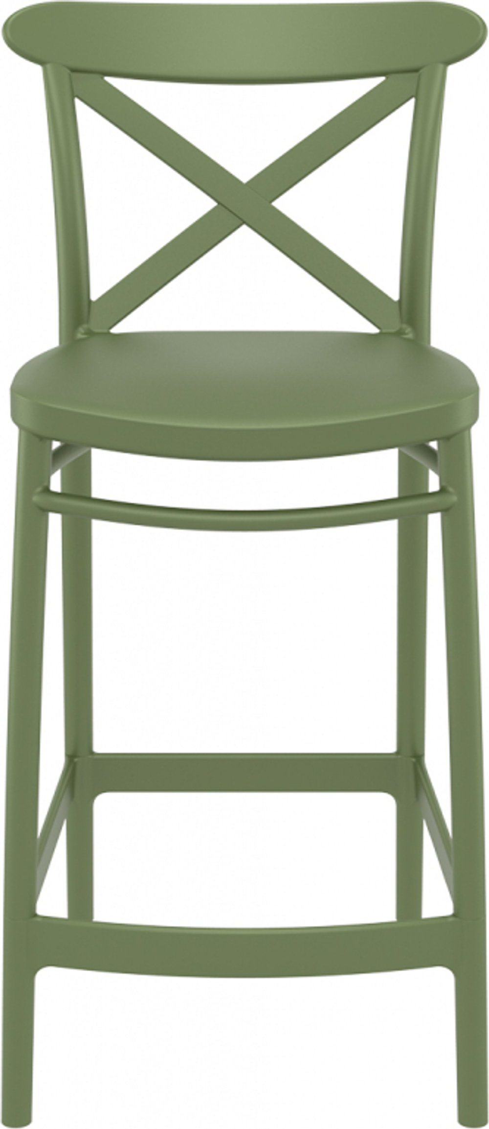 Стул пластиковый полубарный Siesta Contract Cross Bar 65, оливковый
