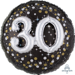 Шар Фольгированный Sparkling Birthd 30 (Черный)