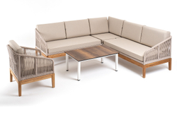 "Канны" модульная угловая лаунж-зона из роупа (веревки), цвет темно-серый