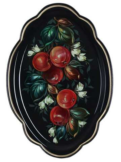 Жостовский поднос декоративный, размер 32х22 см (A11), металлический