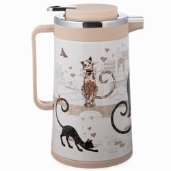 ТЕРМОС СО СТЕКЛ. КОЛБОЙ, 950 МЛ, КРЫШКА С КЛАПАНОМ, СЕРИЯ "ПАРИЖСКИЕ КОТЫ", СОХРАНЯЕТ ТЕМП-РУ ДО 24Ч