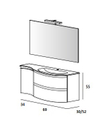 Мебель для ванной чаша справа Cezares VAGUE 104 Bianco lucido 44220+44228