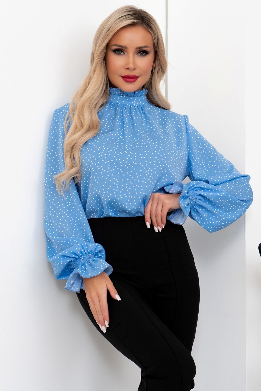 Блуза Моника (голубой/горошек) Б11-217/2 Nikol
