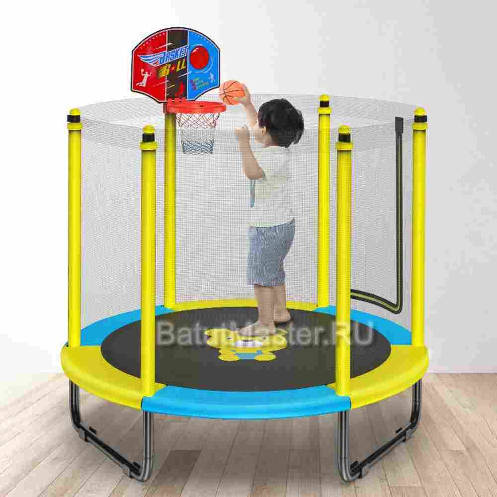 Каркасный батут для детей, с баскетбольным кольцом, диаметр 5 фт