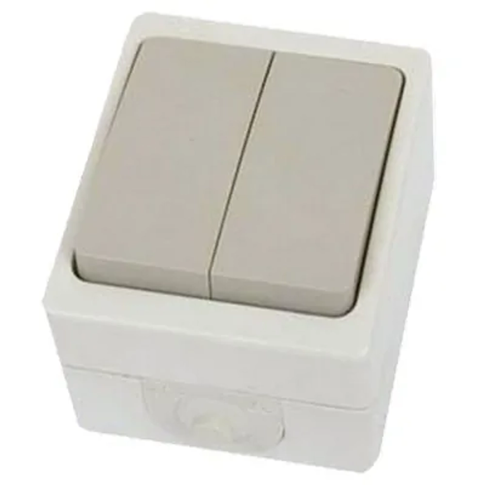 Выключатель 2-клавишный открытой проводки IP54