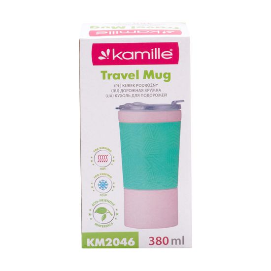 Термокружка 380 мл. пластиковая Kamille KM 2046 с TPR вставкой