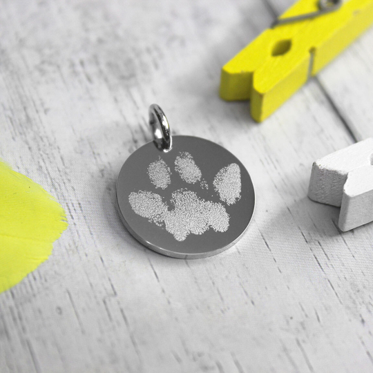 Подвеска с гравировкой отпечатка лапки, 20 мм (сталь)