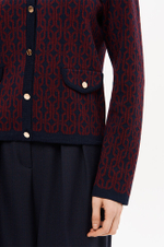 1952 Кардиган женский (темно-синий / бордовый)