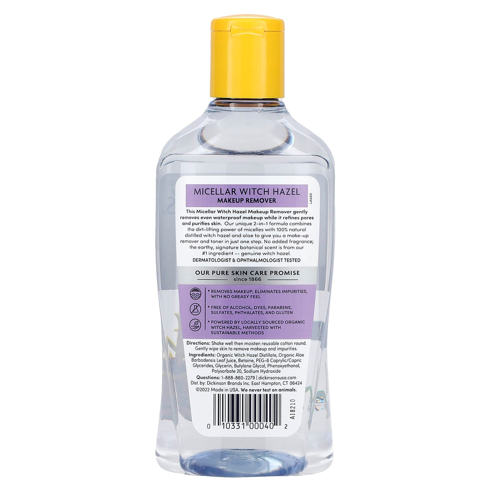Dickinson Brands, Original Witch Hazel, мицеллярное средство для снятия макияжа с гамамелиса, без спирта и отдушек, 473 мл (16 жидк. унц.)