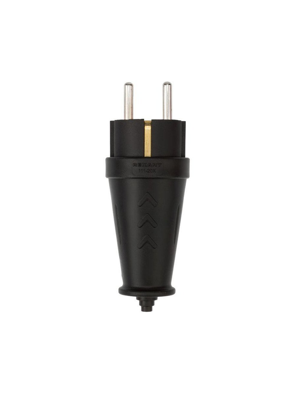 Вилка прямая влагозащ. 16А IP44 с заземл. COMPACT каучук черн. Rexant 111-200
