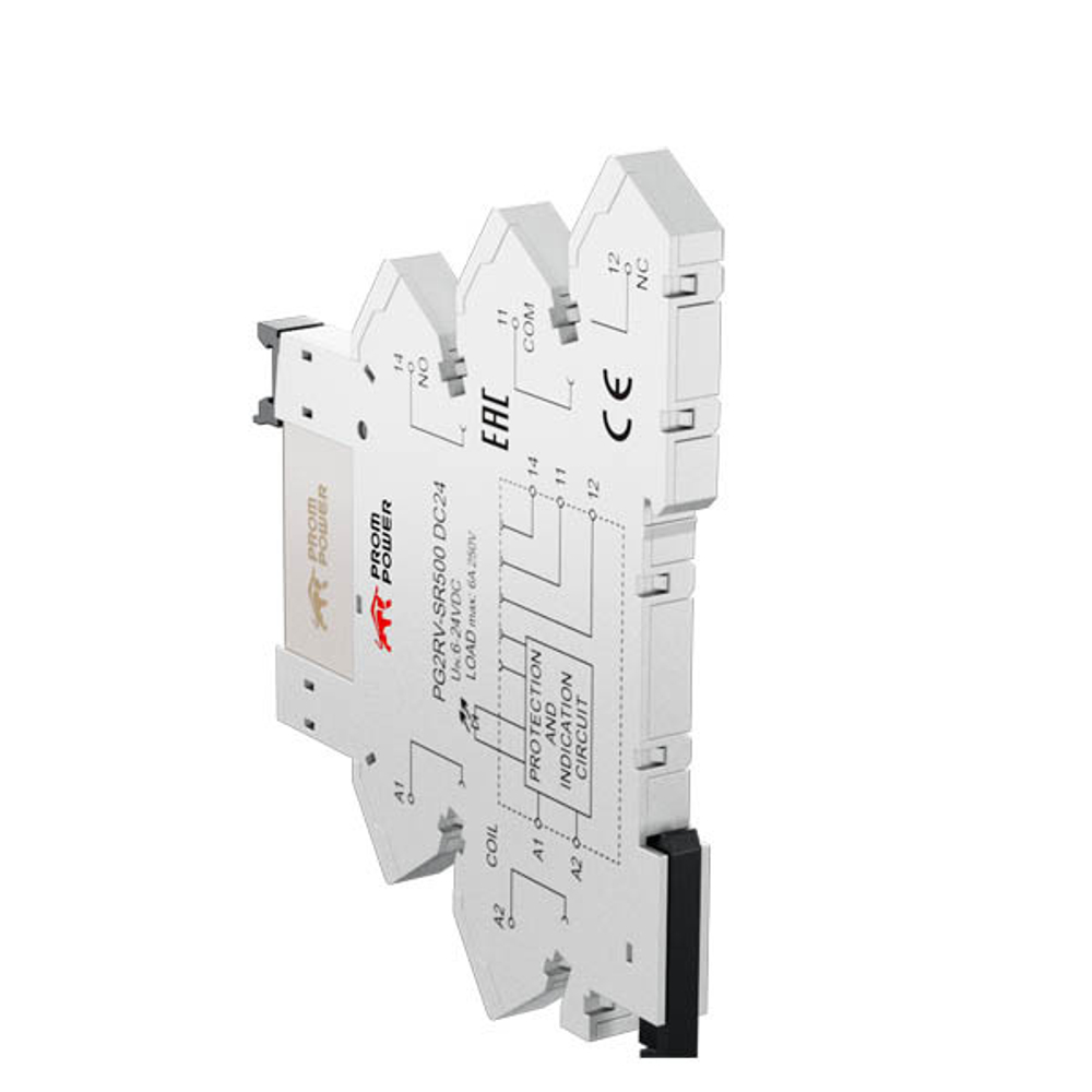 Ультратонкое реле Prompower PG2RV-SR500 DC24 Пружинные клеммы, номинальный ток 6А, управление 24VDC