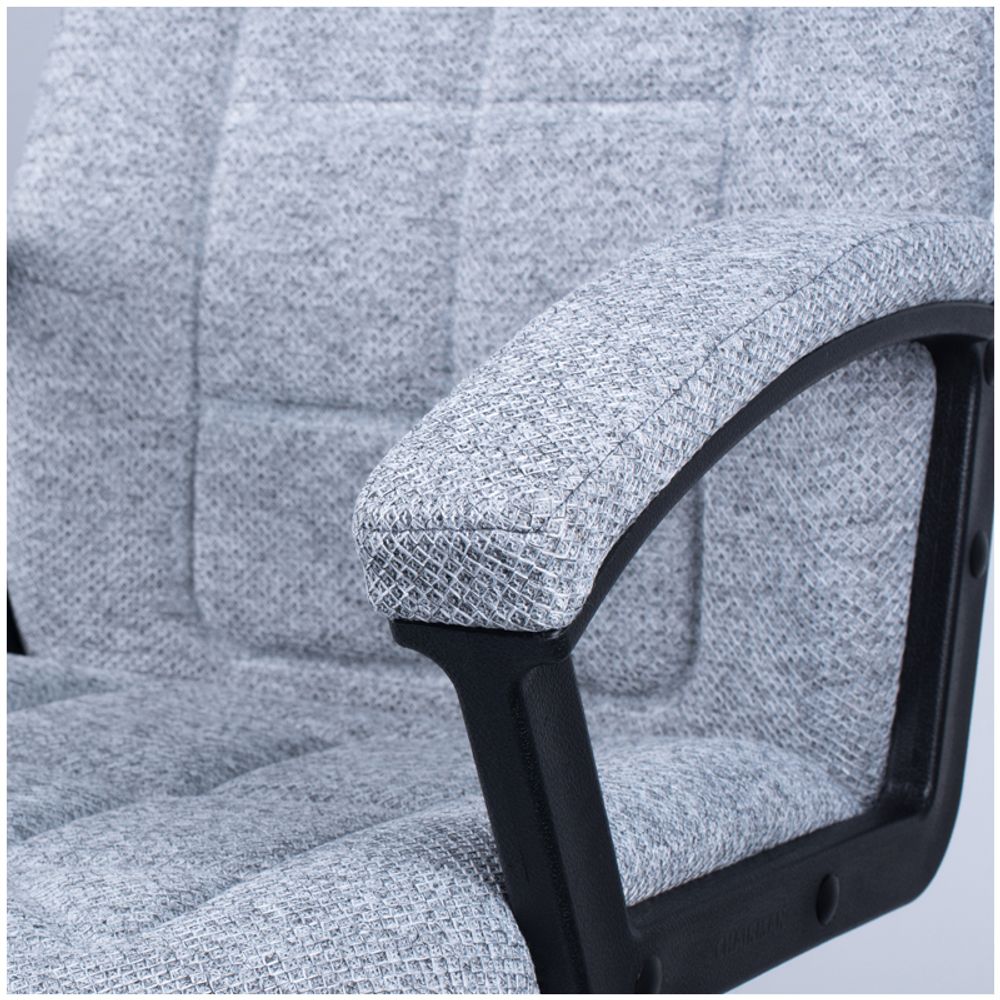 УЦЕНКА-Кресло руководителя Helmi HL-E89 "Blocks" LUX, ткань SY светло-серая, мягкий подлокотник, хром