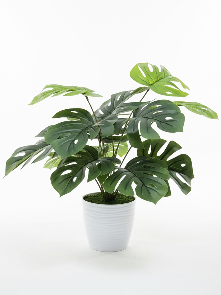 Искусственный куст Монстера 50см в кашпо для украшения дома, офиса