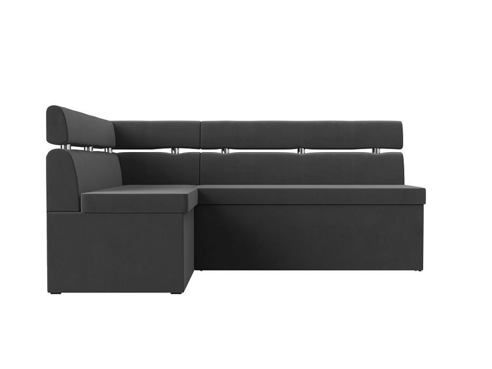 Диван кухонный угловой Классик левый угол, Серый, Велюр, 117980L