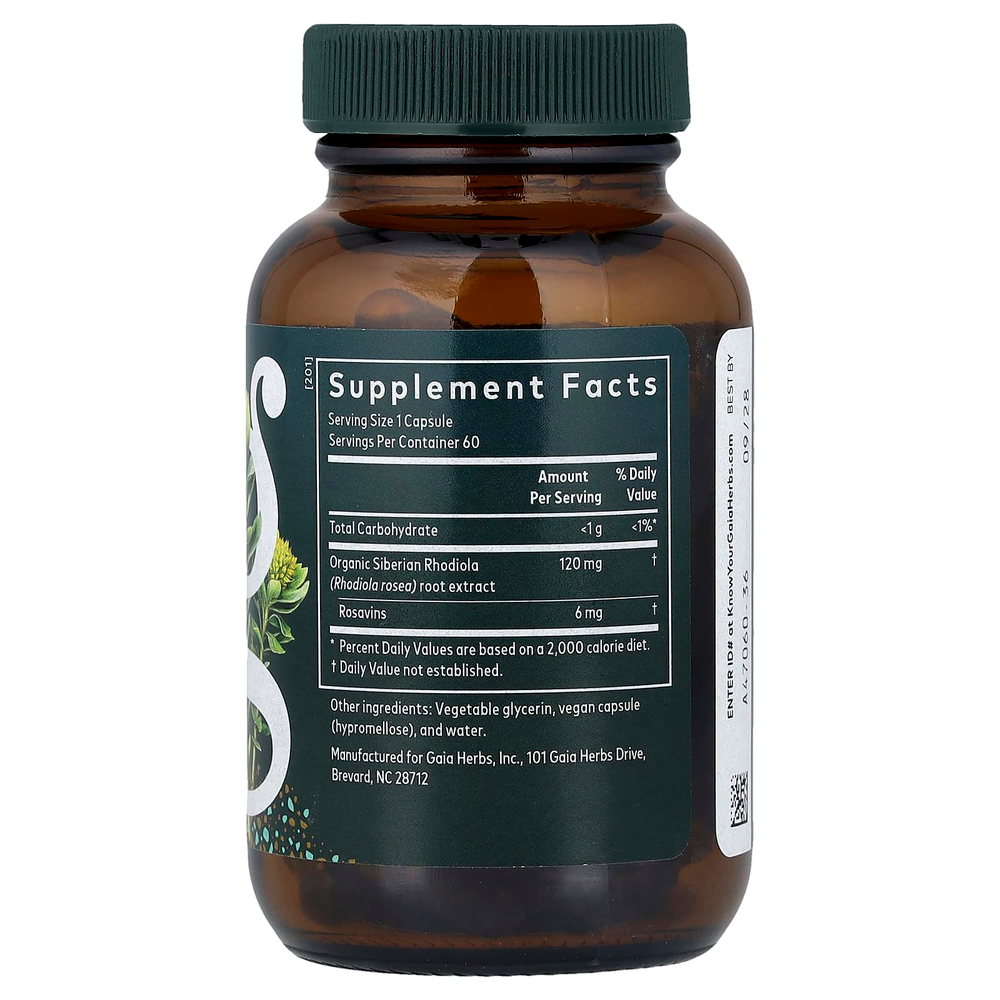 Gaia Herbs, родиола розовая (Rhodiola rosea), 60 Liquid Phyto-Caps®