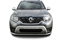 Защита переднего бампера (нержавейка) Renault Duster (2020-2023) d57 (черный)