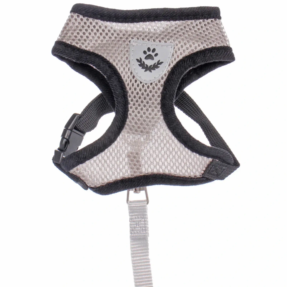 Шлейка с поводком 118см «Sweet puppy» размер S, цвет серый