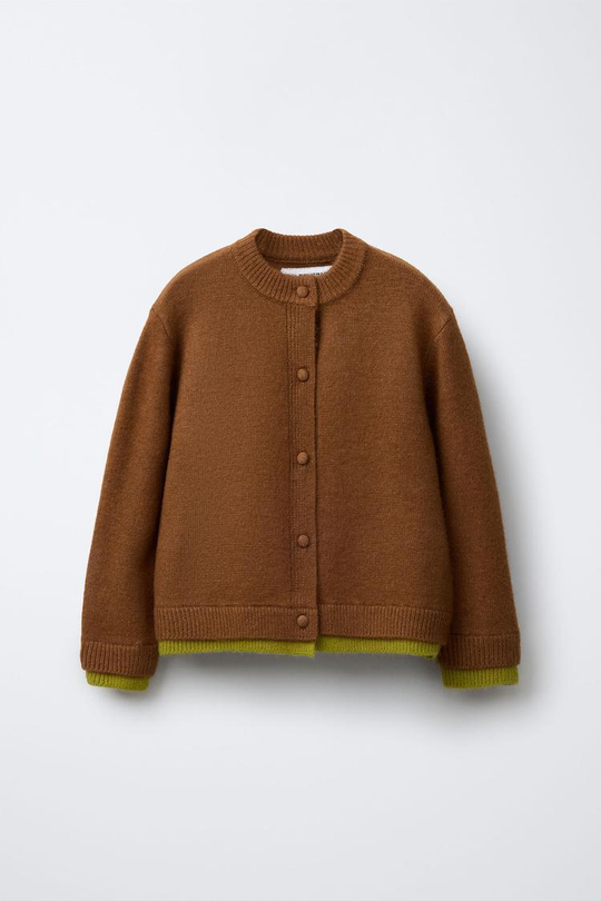 ZARA Х BENSIMON ® ТРИКОТАЖНЫЙ КАРДИГАН, ХАКИ