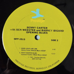 Винтажная виниловая пластинка LP Benny Carter With Ben Webster and Barney Bigard Opening Blues (USA 1981)