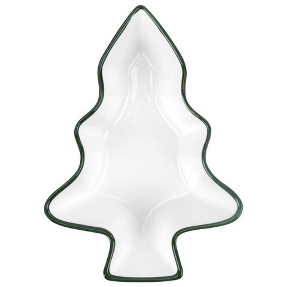 Тарелка сервировочная новогодняя 16х11,8х4 см,"Елочка", каменная керамика, ЗОЛОТАЯ СКАЗКА, 592547