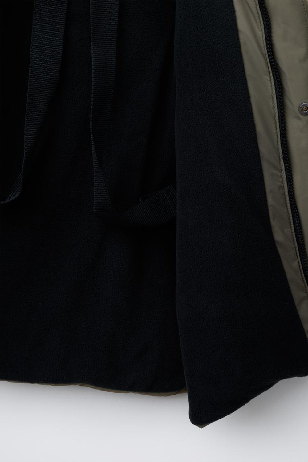 ZARA ДЛИННЫЙ ПУХОВИК ИЗ ПЕРА И ПУХА WATER REPELLENT И WIND RESISTANT, ХАКИ