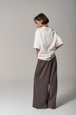 Брюки трикотажные wide leg коричневые