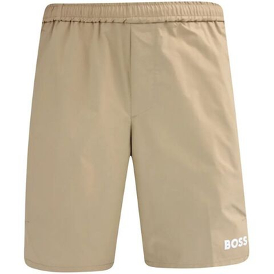 Мужские теннисные шорты BOSS x Matteo Berrettini Stretch-Poplin Shorts with Contrast Logo - medium beige