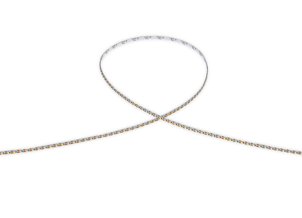 Лента светодиодная SMD тёпло-белая DC24V 9, 6W/m 3000K 1250Lm/m 160д/м CRI>90 IP20,  упаковка 5 метров,  ширина 4мм,  высота 1, 2мм,  самоклейкая