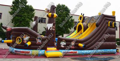 Большой надувной батут-горка "Фрегат" 11*5*5 м