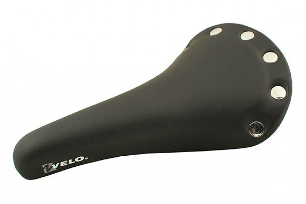 Седло Velo".VL-1221 для трека, с металлическими клёпками, чёрное, с логотипом
