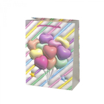 Пакет подарочный бумажный Alingar, (М) 18х24х8,5 см, вертикальный, "Сердечки", мат. ламинация, эфффект 3D, ассорти