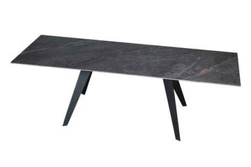 Стол "РЕЙН" 160-240, керамика Bonix Grey глянцевый, опоры черный муар