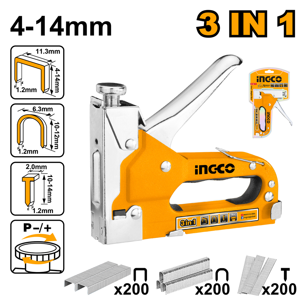 Степлер механический INGCO HSG1405 3 в 1