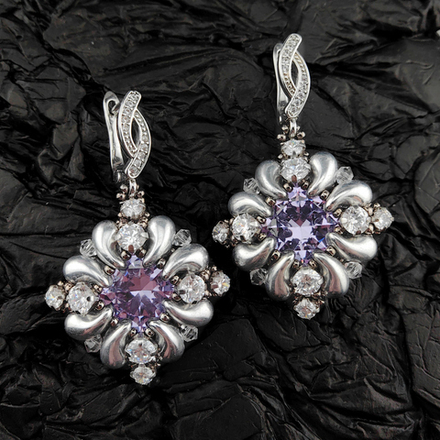 Набор для создания серег Барокко с фианитами, цвет на выбор