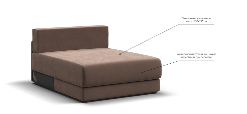 Ричмонд Модуль оттоманка Велюр Монолит мокко