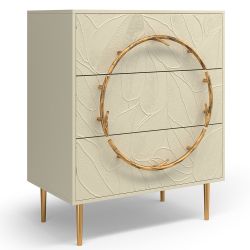 Комод Арт Колор leaves Стайл Голд с 3 ящиками Серый шелк