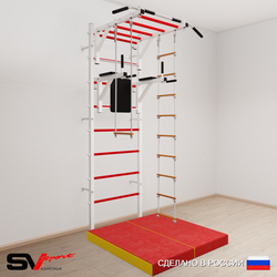 Шведская стенка Sv Sport усиленная 6494 (Турник рукоход/Брусья/Лестница/Трапеция/Мат 1м)