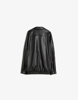 BERSHKA Куртка из искусственной кожи оверсайз, черный