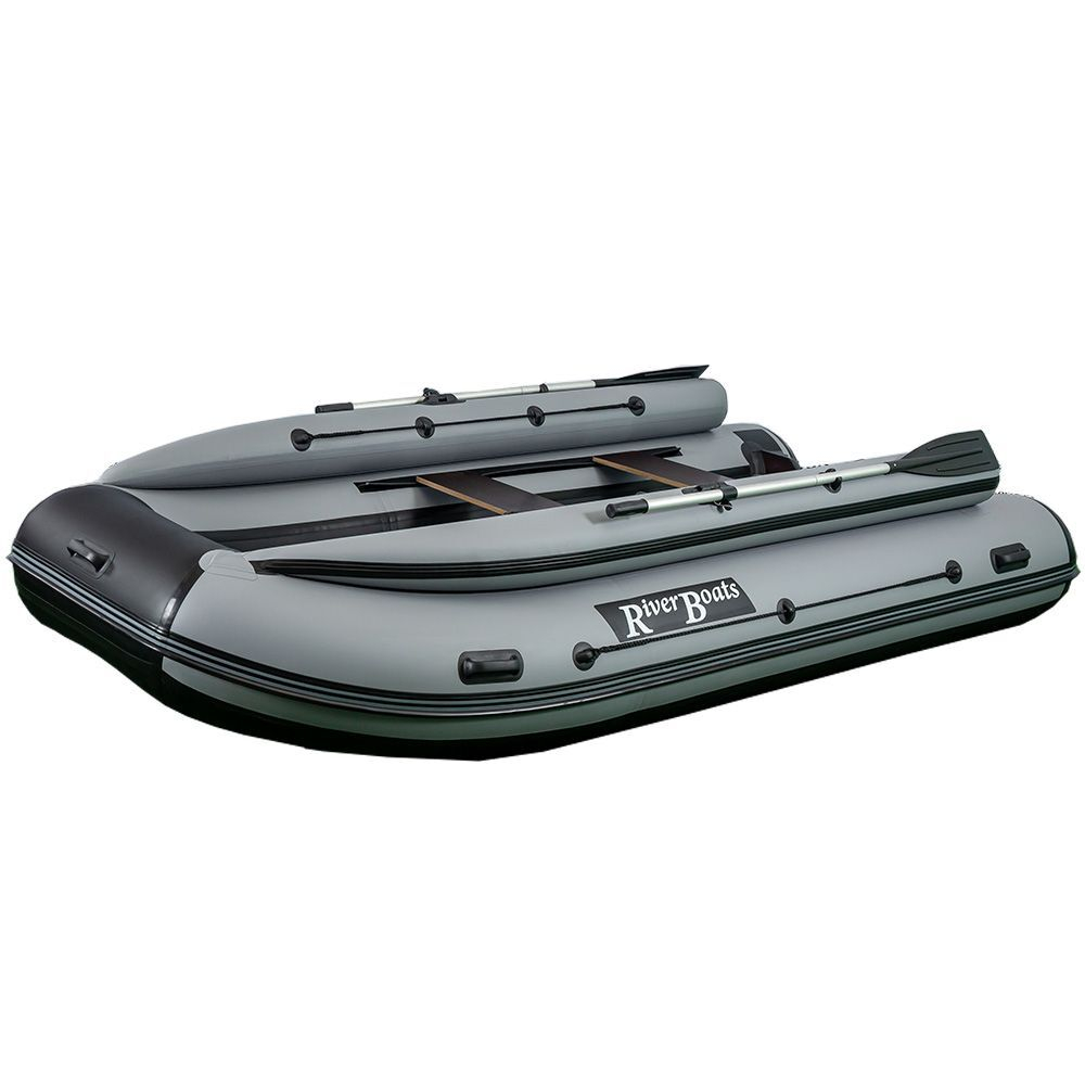 Лодка пвх riverboats (ривербот) rb - 430 (нднд) с фальшбортом (цвет: серый/чёрный)