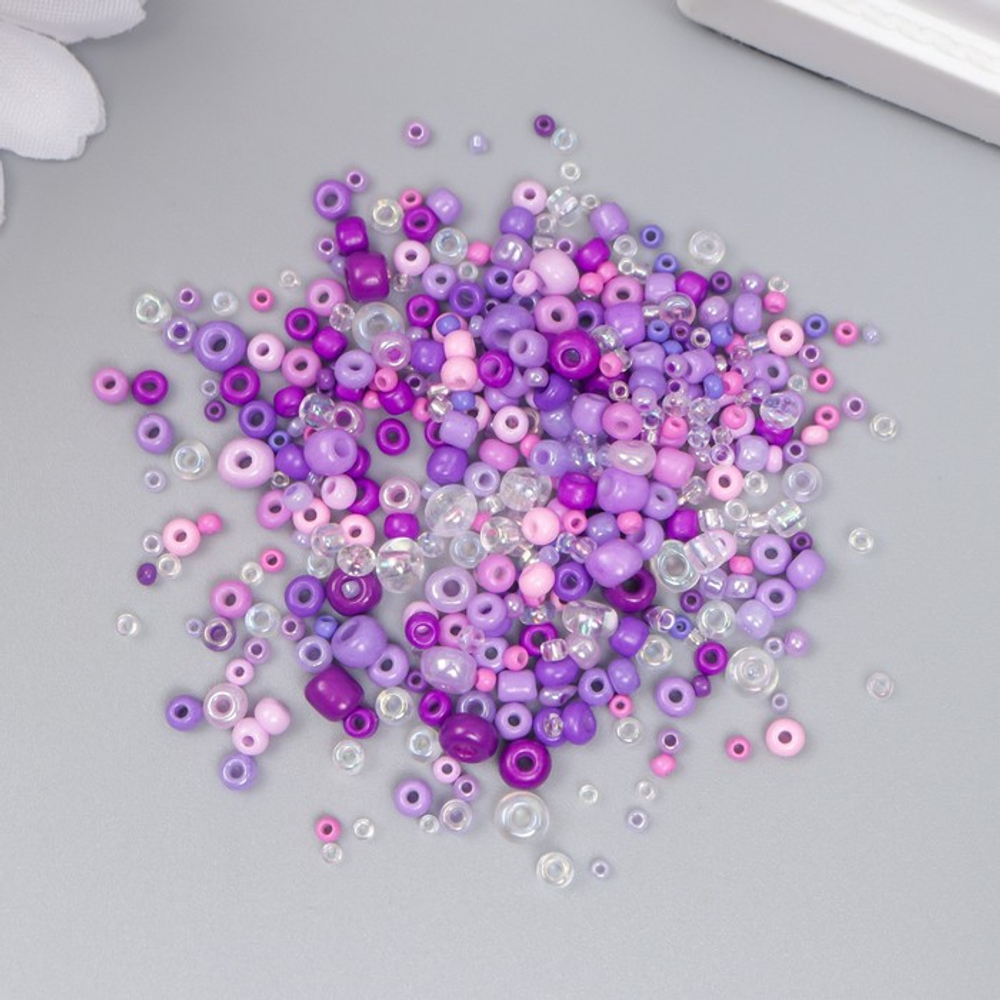 Бисер стекло 6/0 - 15/0 "Ассорти фиолетовое" d=1,5-4 мм, н-р 10гр 7463303