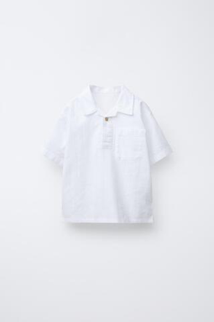 ZARA ПОЛО ИЗ РЕЛЬЕФНОЙ ТКАНИ, ЭКРЮ