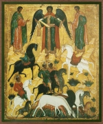 Икона "Чудо о Флоре и Лавре" 15х18 на МДФ-6