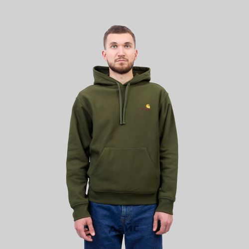 Толстовка мужская Carhartt WIP Hooded American Script артикул:I028279_tarragon - купить в магазине Дайс