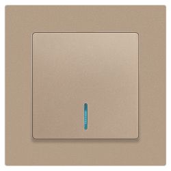 Выключатель Intro Accent 6-102-04 с подсветкой, 10А-250В, IP20, СУ, AL/CU, шампань | Intro