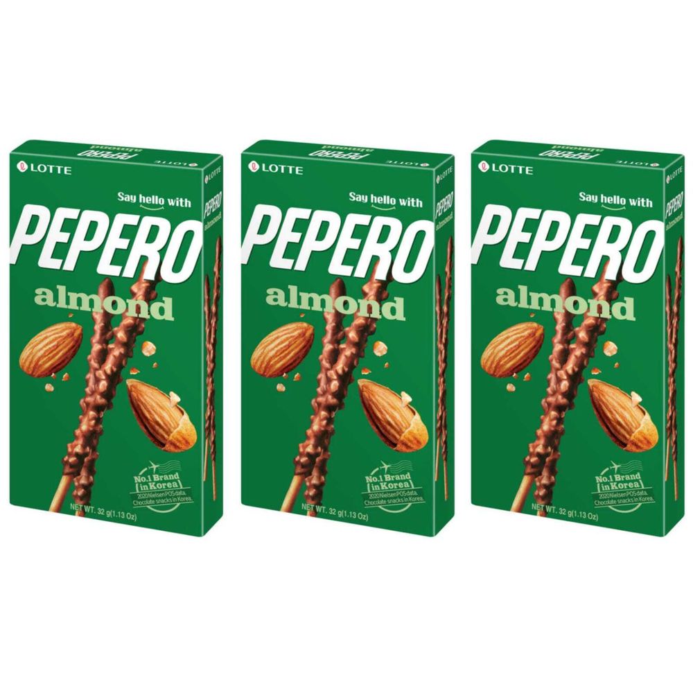 Соломка в шоколаде Lotte Pepero Almond с миндалём 32 г, 3 шт