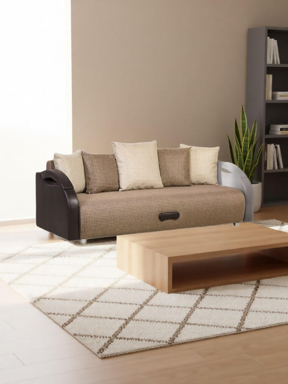 Диван прямой Юпитер Еврокнижка с бельевым ящиком, Ратибор Светлый (рогожка), 220 см