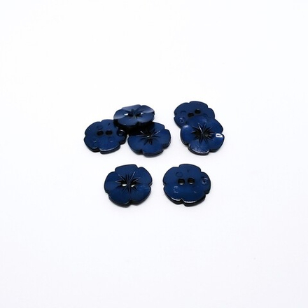 Пуговица №1181 "Цветок", пластик, 15мм, цв.синий