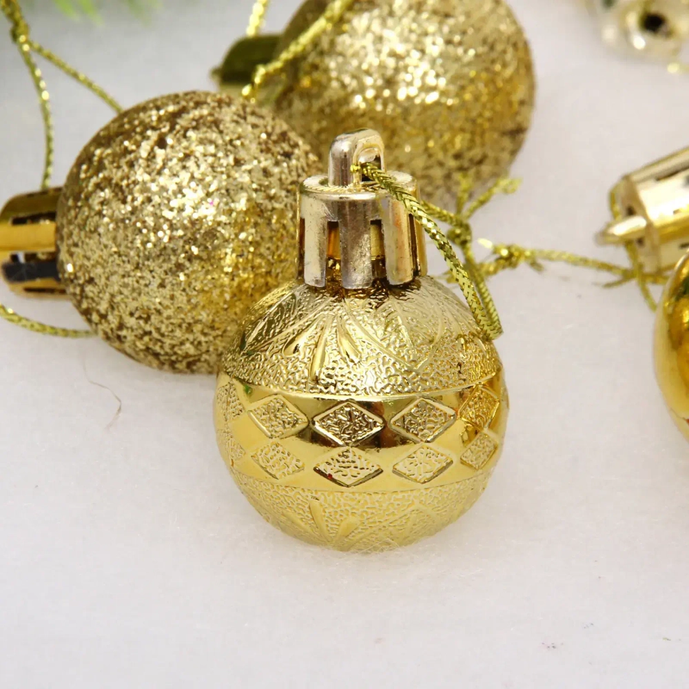 Новогодние шары 3 см (набор 9 шт) «Микс фактур», золото